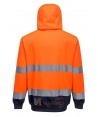 Chaqueta sudadera bicolor con capucha en marino/naranja alta visibilidad. Portwest B317
