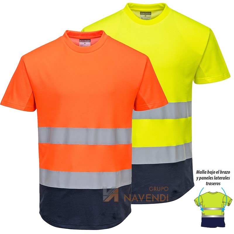 Camiseta bicapa bicolor manga corta transpirable