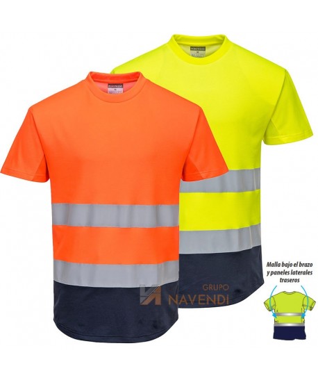Camiseta bicapa bicolor manga corta transpirable