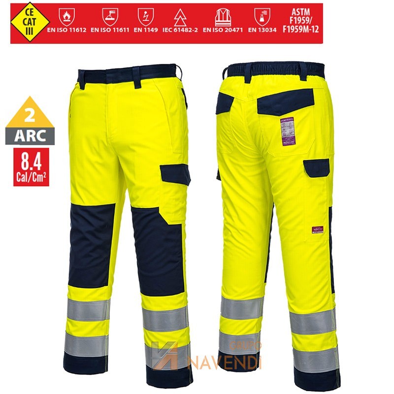 Pantalón alta visibilidad, antiestático, ignífugo, anti arco eléctrico