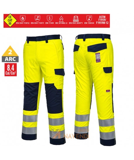 Pantalón alta visibilidad, antiestático, ignífugo, anti arco eléctrico