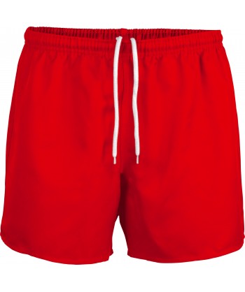 Bermuda de adulto con costuras reforzadas para equipaciones de rugby color rojo