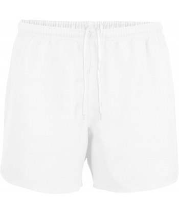 Bermuda de adulto con costuras reforzadas para equipaciones de rugby color blanco
