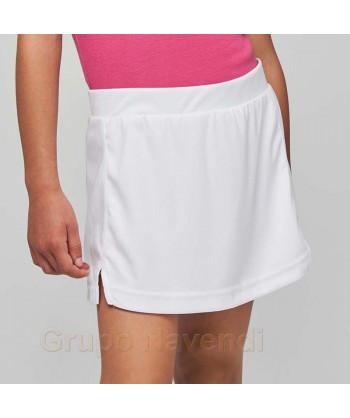 Falda pantalón de niña con bolsillos para actividades deportivas, color blanco