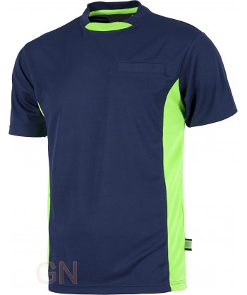 Camiseta combinada transpirable con bolsillo marino/verde A.V.