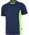 Camiseta combinada transpirable con bolsillo marino/verde A.V.