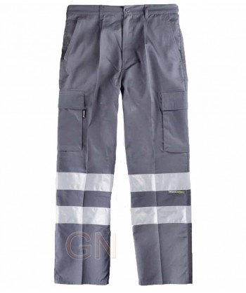 Pantalones multibolsillos con cintas reflectantes gris
