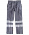 Pantalones multibolsillos con cintas reflectantes gris