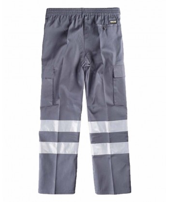 Pantalones multibolsillos con cintas reflectantes gris