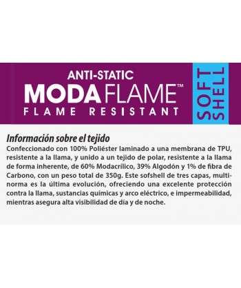 Cazadora softshell ignífuga multinorma con fibra modacrílica ARC 2