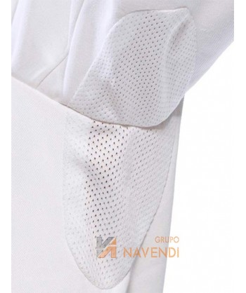 Chaqueta unisex de cocina de manga corta con espalda transpirable y corchetes