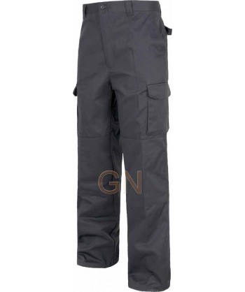 Pantalones multibolsillos triple costura y refuerzos gris