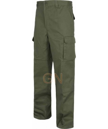 Pantalones multibolsillos triple costura y refuerzos verde kaki