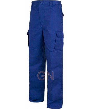 Pantalones multibolsillos triple costura y refuerzos azulina
