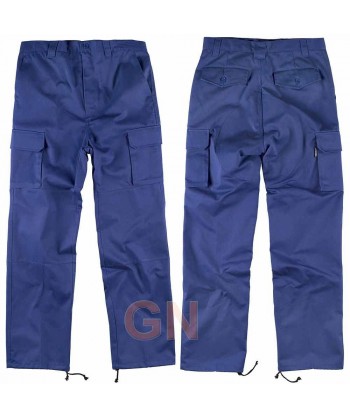 Pantalones multibolsillos triple costura y refuerzos azulina