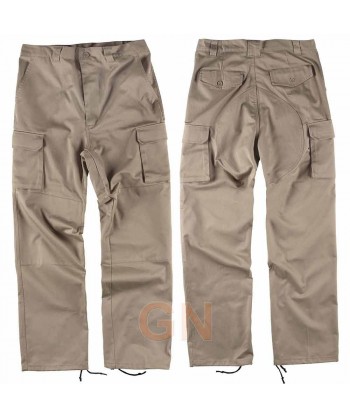 Pantalones multibolsillos triple costura y refuerzos beige