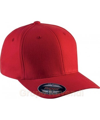 Gorra Flexfit de algodón de medio perfil para adulto color  rojo
