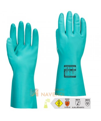 Guantes de nitrilo color verde para productos químicos