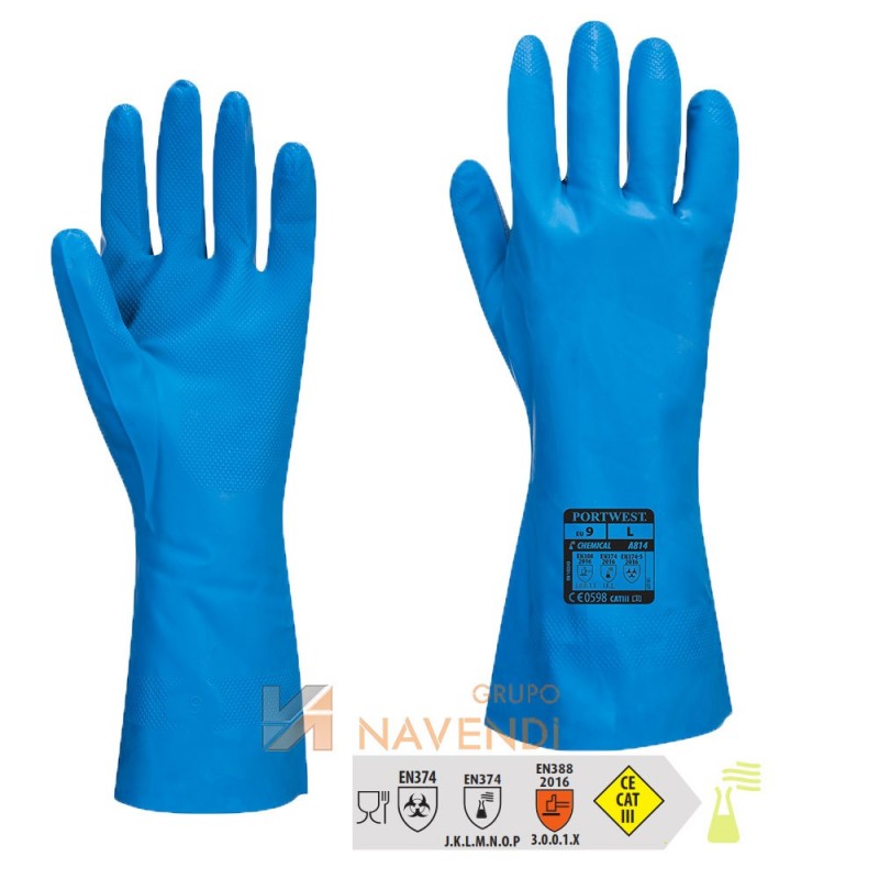 Guantes de nitrilo color azul para industria alimentaria
