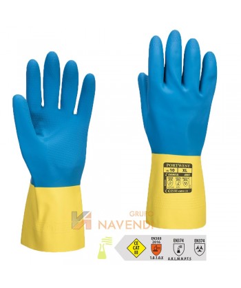 Guantes de látex bicolor para productos químicos
