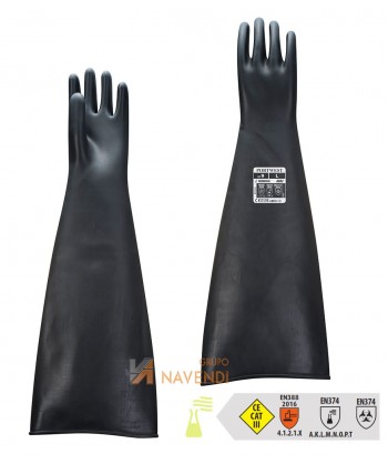 Guantes largos de látex negro de 44 y 60 cm para productos químicos