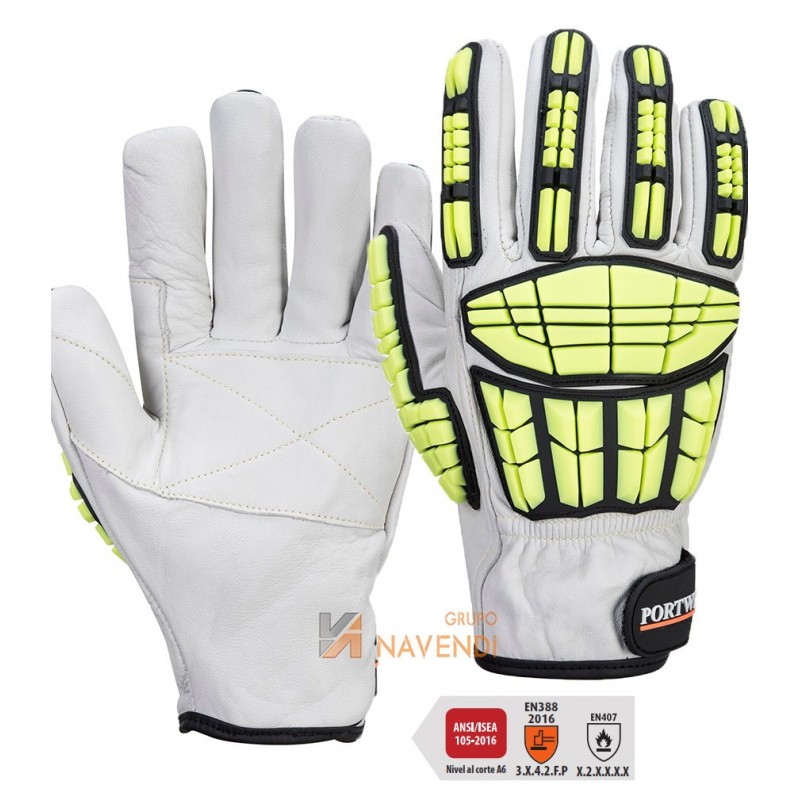 Guantes anti impactos y anticorte nivel F con protección al calor (250º)