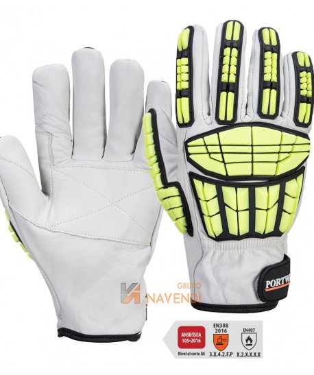 Guantes anti impactos y anticorte nivel F con protección al calor (250º)