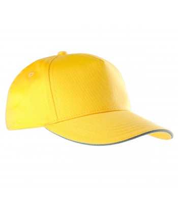 Gorra con sandwich contrastado con cierre velcro para adulto color amarillo