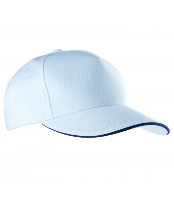 Gorra con sandwich contrastado con cierre velcro para adulto color blanco