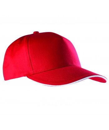 Gorra con sandwich contrastado con cierre velcro para adulto color rojo