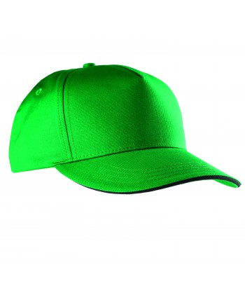 Gorra con sandwich contrastado con cierre velcro para adulto color verde kelly