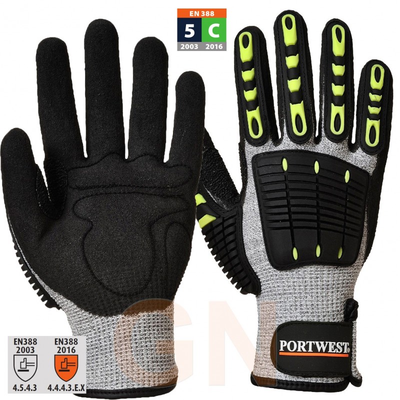 Guantes anti impacto especiales para protección del dorso del la mano