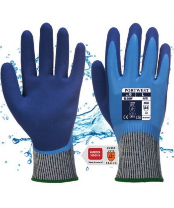 Guante impermeable de HPPE y látex con nivel anticorte D