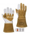 Guantes de piel y serraje con refuerzos y forro polar para soldadura