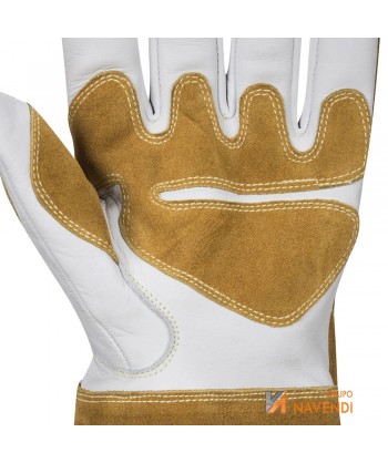 Guantes de piel y serraje con refuerzos y forro polar para soldadura