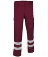 Pantalon económico multibolsillos con cintas reflectantes color  burdeos