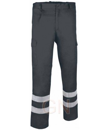 Pantalon económico multibolsillos con cintas reflectantes color  gris