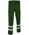 Pantalon económico multibolsillos con cintas reflectantes color  verde botella