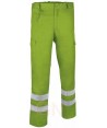 Pantalon económico multibolsillos con cintas reflectantes color  verde manzana