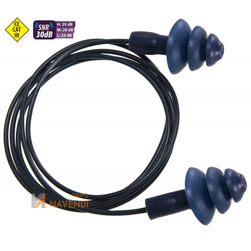 Tapones auditivos alimentarios detectables y reutilizables de material TPR SNR 30
