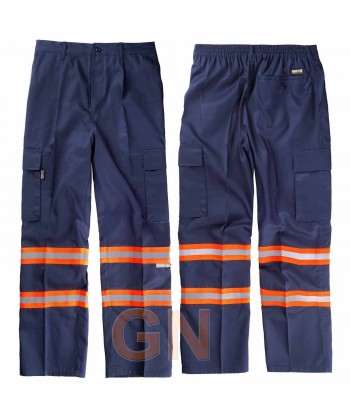 Pantalón multibolsillos con cintas reflectantes bicolor naranjas