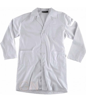 Bata económica de caballero con botones blanca
