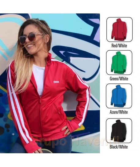 Sudadera deportiva con cremallera para adulto roja y blanca