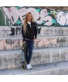 Sudadera deportiva con cremallera para adulto negra y blanca