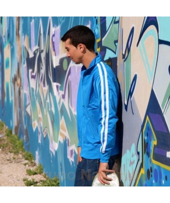 Sudadera deportiva con cremallera para adulto azul y blanca