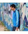 Sudadera deportiva con cremallera para adulto azul y blanca