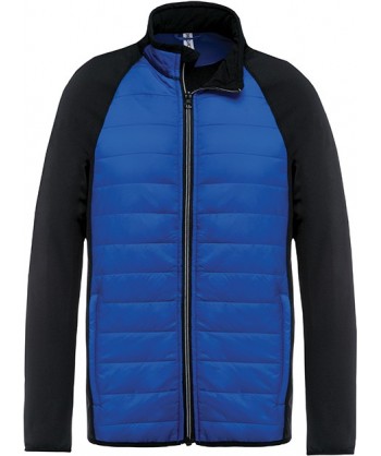Chaqueta deportiva bicolor y acolchada para hombre color azul royal/negro