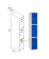 Taquillas metálica de tres puertas de 50 x 180 cm cada módulo