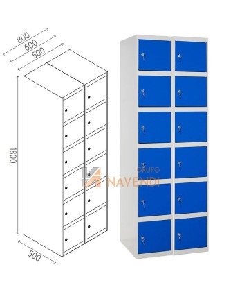 Taquillas metálica de seis puertas de 50 x 180 cm cada módulo