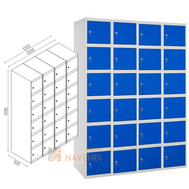 Taquillas metálica de seis puertas de 50 x 180 cm cada módulo